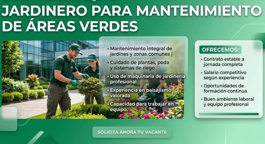 JARDINERO PARA MANTENIMIENTO DE ÁREAS VERDES